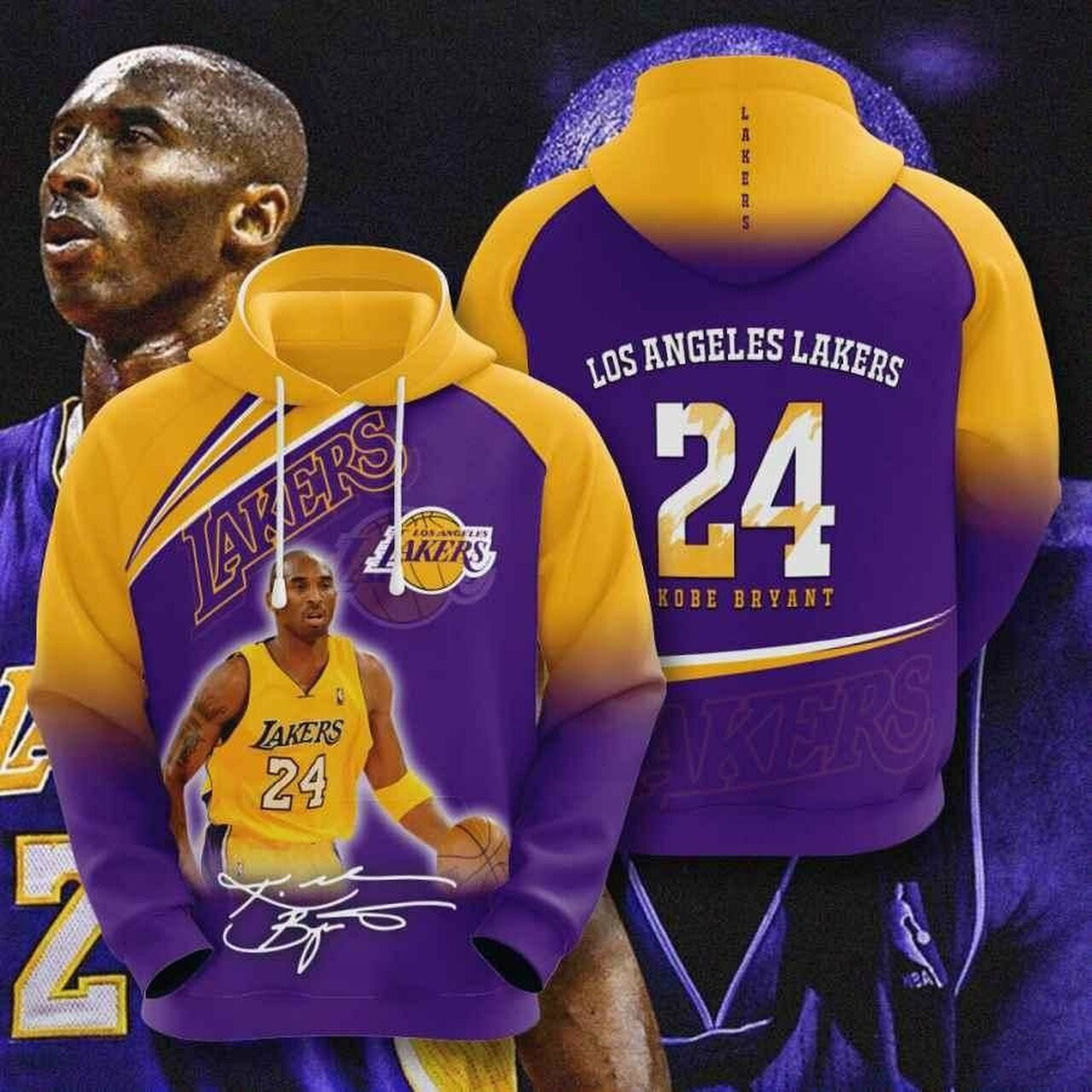 Sports Basketball Nba Los Angeles Lakers Kobe Bryant 3d All Over Print Hoodie