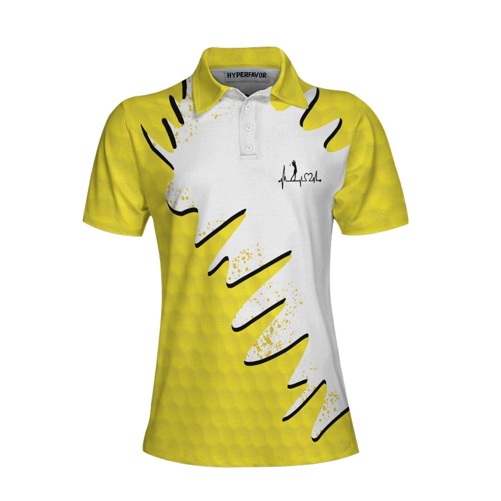 Sporty And Cutie Golf Girl Golf Short Sleeve Women Polo Shirt White And Yellow Golf Shirt For Ladies