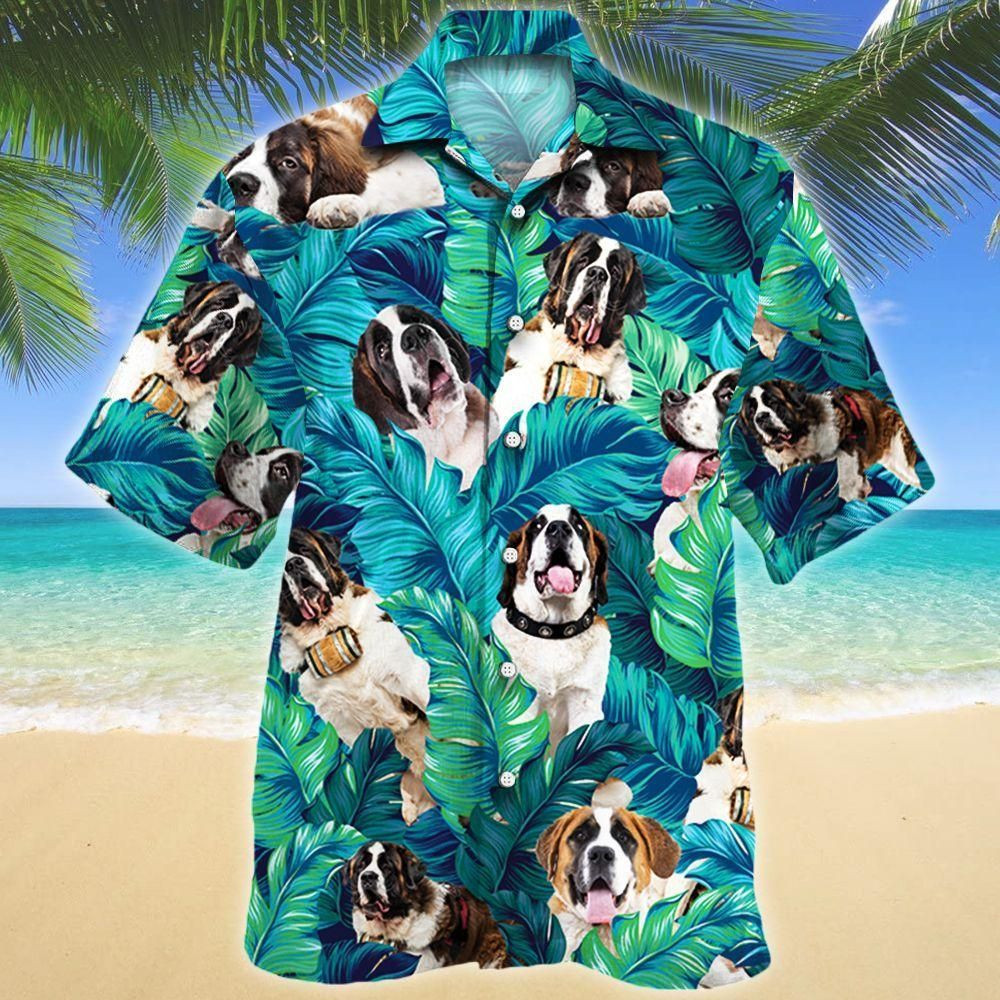 St Bernard Dog Lovers Aloha Hawaiian Shirt Colorful Short Sleeve Summer Beach Casual Shirt For Men And Women