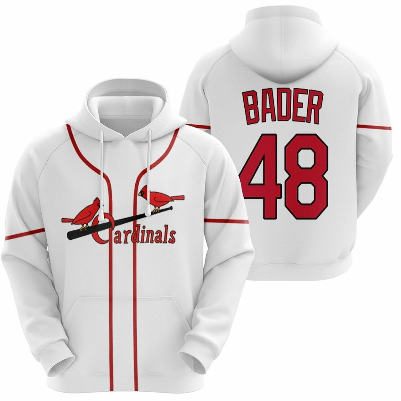 St Louis Cardinals Harrison Bader 2 2020 Mlb White Jersey Style Gift For Cardinals Fans Hoodie