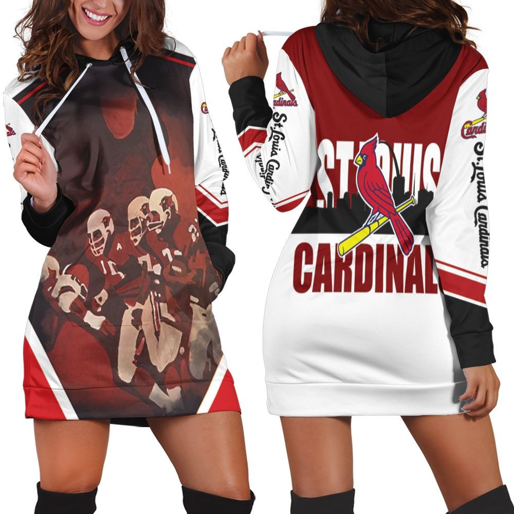 St Louis Cardinals Legend Manual Oil Paint Style Hoodie Dress Sweater Dress Sweatshirt Dress