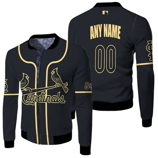 St Louis Cardinals Mlb Baseball 2020 Black Jersey Style Custom Gift For Cardinals Fans Fleece Bomber Jacket