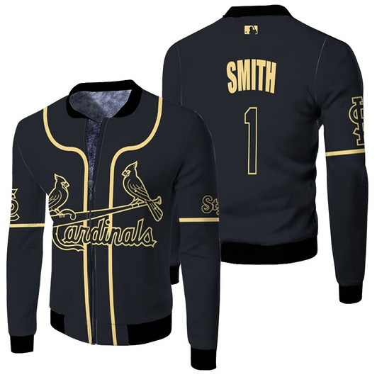 St Louis Cardinals Ozzie Smith 1 Mlb Baseball 2020 Black Jersey Style Gift For Cardinals Fans Fleece Bomber Jacket