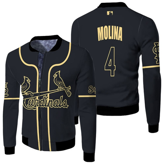 St Louis Cardinals Yadier Molina 4 Mlb Baseball 2020 Black Jersey Style Gift For Cardinals Fans Fleece Bomber Jacket