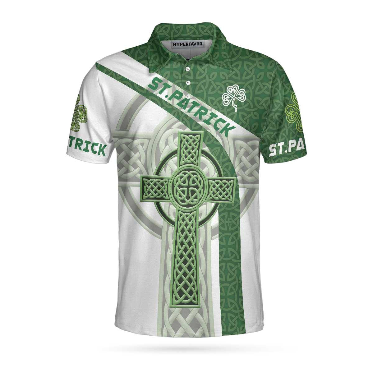 St Patrick Day With Celtic Cross Polo Shirt Green Saint Patricks Day Shirt St Patrick Themed Shirt For Irish