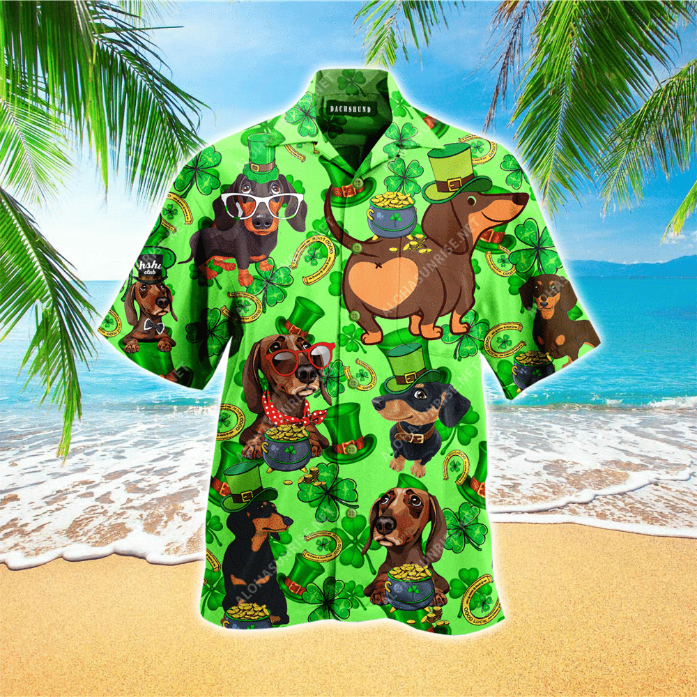 St Patricks Day Dachshund Hawaiian Shirt for Men and Women