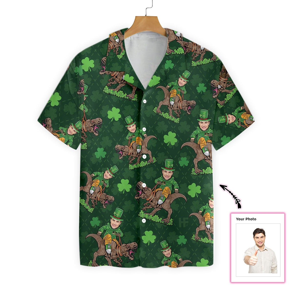 St Patricks Day Dinosaur Custom Hawaiian Shirt