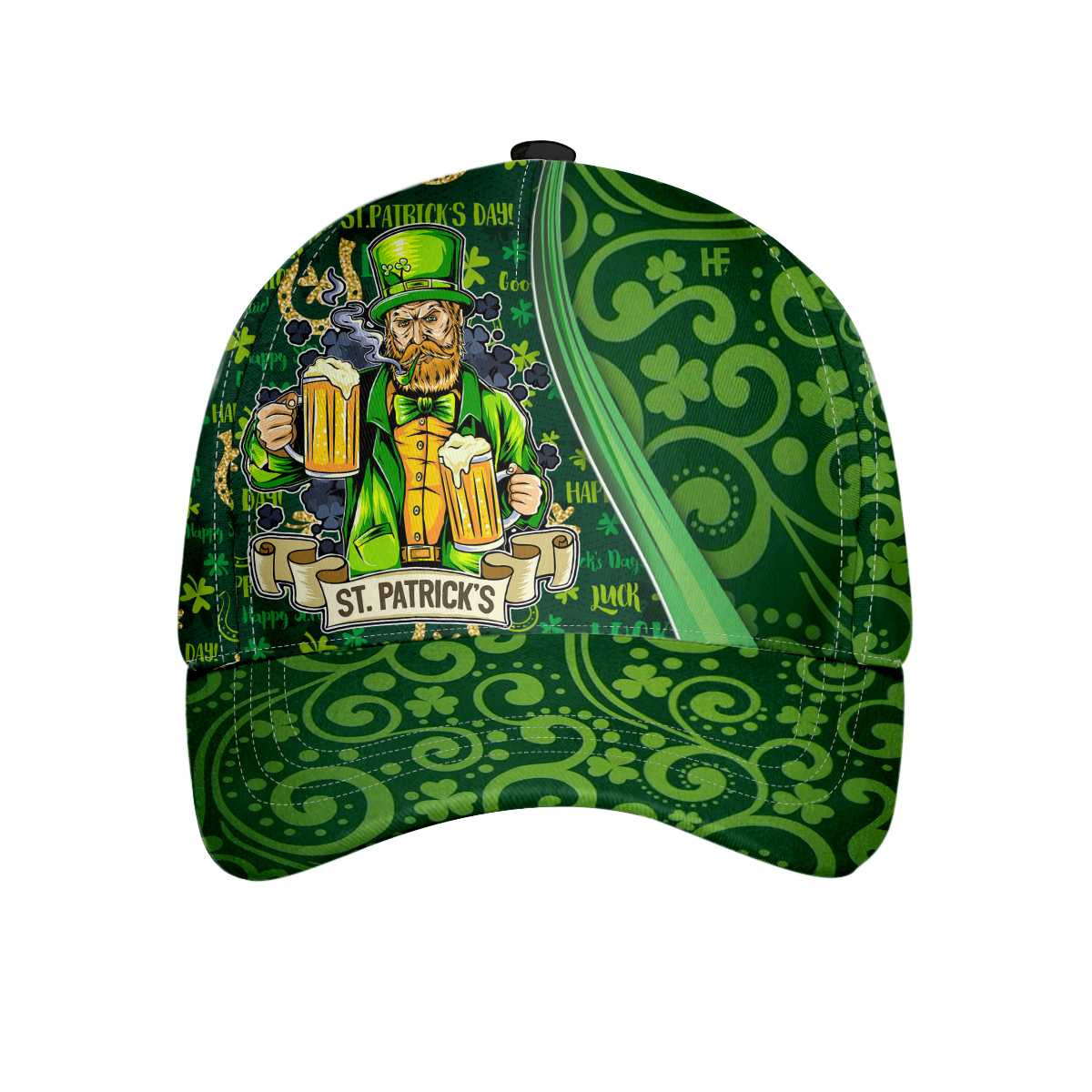 St Patricks Day Smoking Beard Man Classic Cap St Patricks Day Baseball Cap Cool St Patricks Day Gift