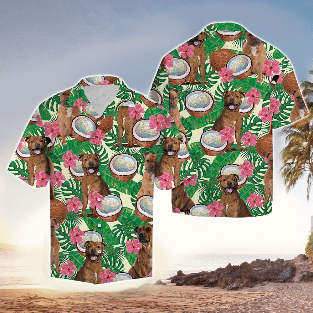 Staffordshire Bull Terrier Aloha Hawaii Shirt Perfect Hawaiian Shirt For Dog Lover Shirt for Men and Women