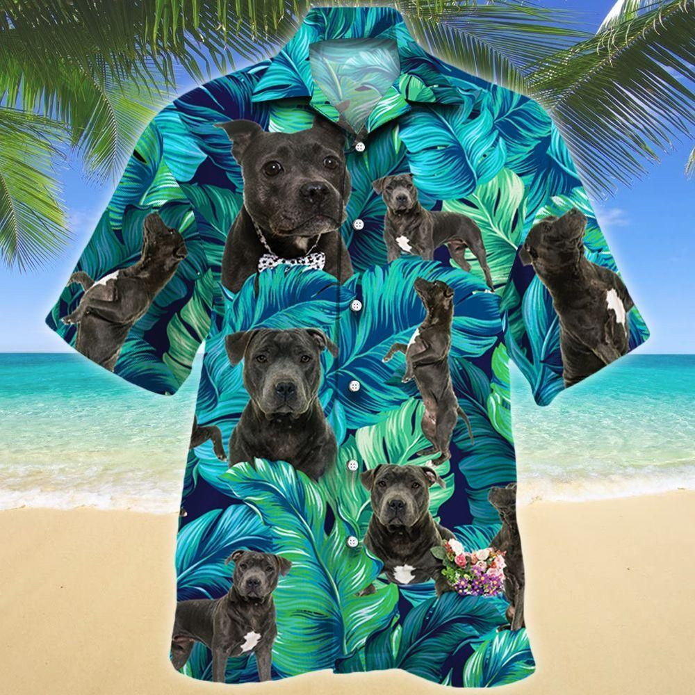 Staffordshire Bull Terrier Dog Lovers Aloha Hawaiian Shirt Colorful Short Sleeve Summer Beach Casual Shirt For Men And Women