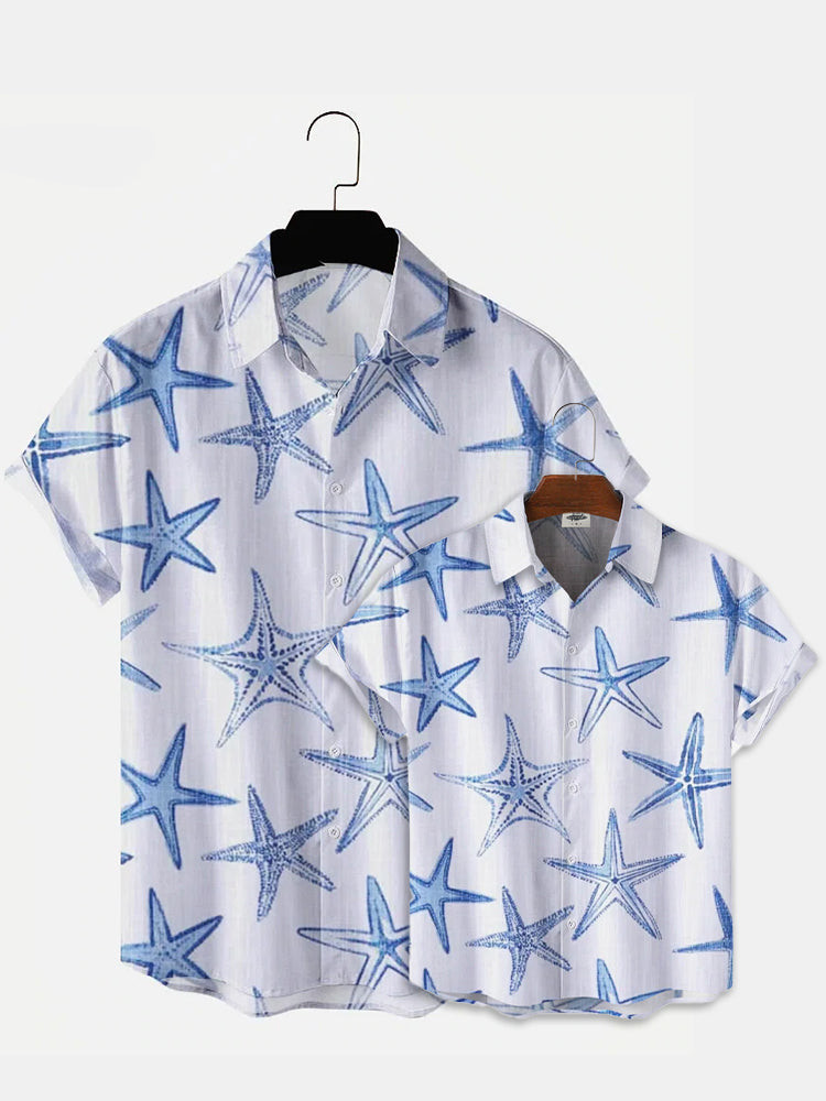 Starfish Print Family Hawaiian Shirt Summer Hawaiian