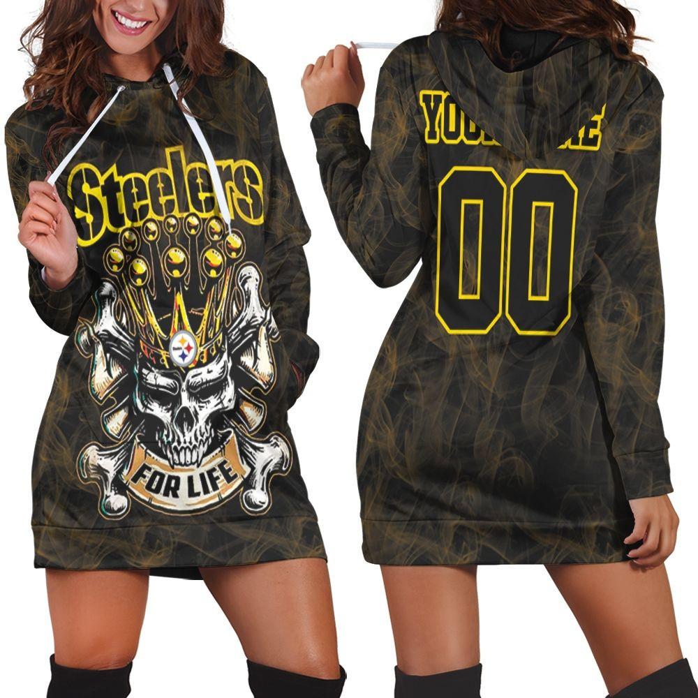 Steelers For Life King Skull Pittsburgh Steelers 3d Hoodie Dress Sweater Dress Sweatshirt Dress