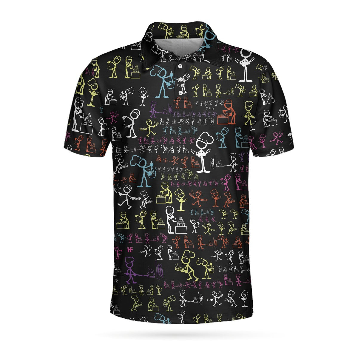 Stickfigures Chef Short Sleeve Polo Shirt Doodling Cooking Polo Shirt Best Chef Shirt For Men