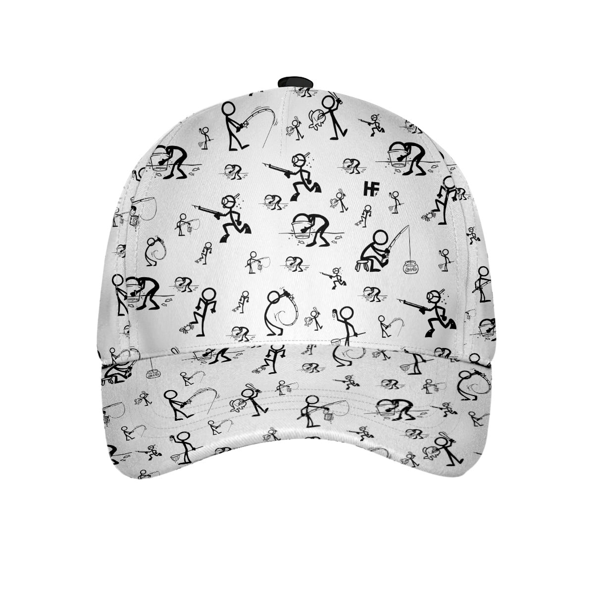 Stickfigures Fishing Seamless Pattern Classic Cap Funny Outdoor Fishing Hat Gifts For Fisher