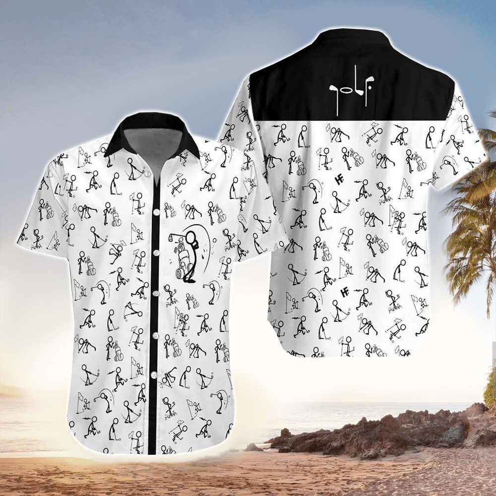 Stickfigures Playing Golf Hawaiian Shirt Summer Aloha Shirt