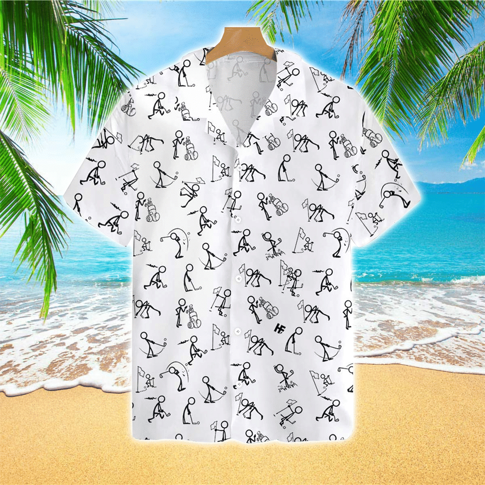 Stickfigures Playing Golf Hawaiian Shirt Summer Aloha Shirt