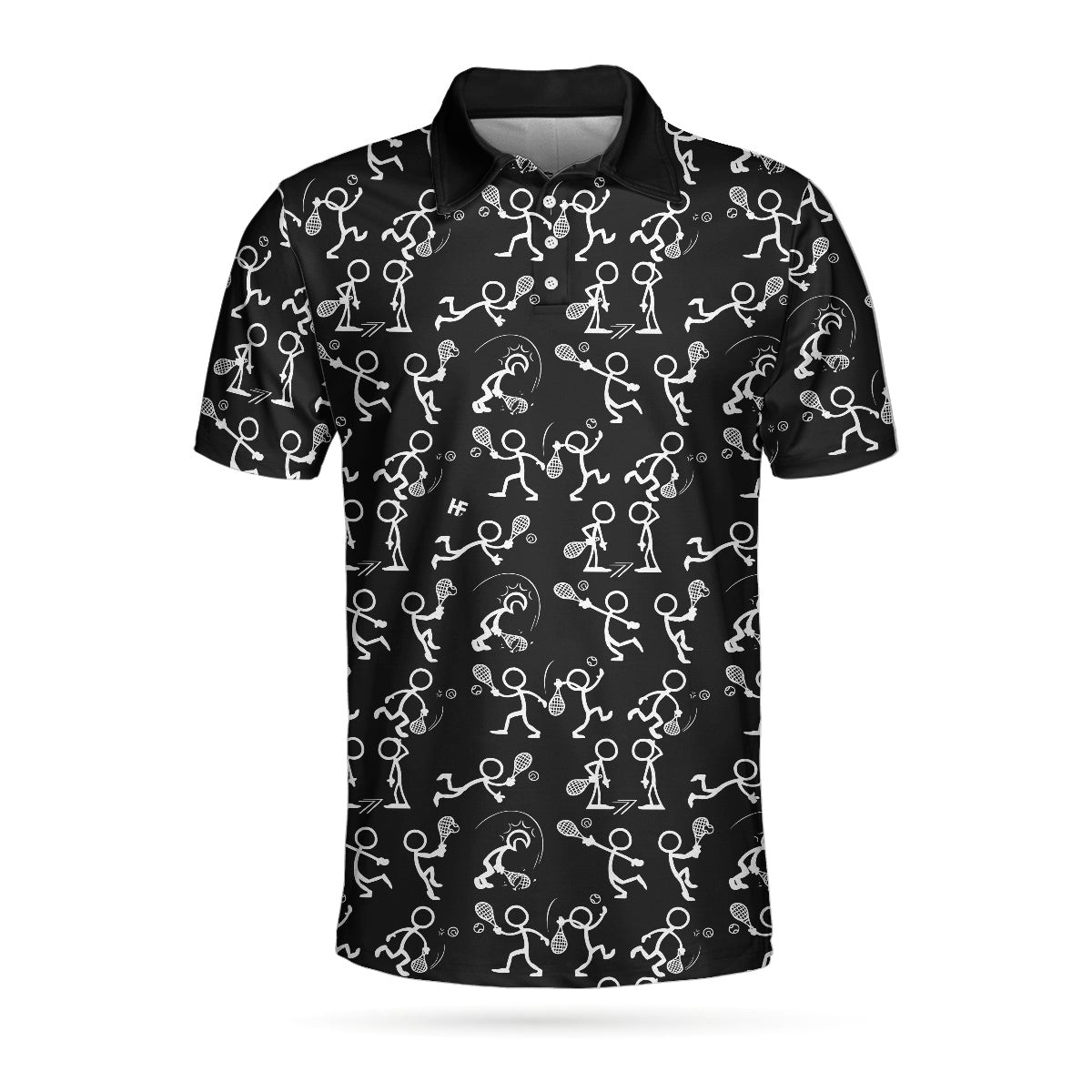 Stickfigures Playing Tennis Short Sleeve Polo Shirt Doodling Tennis Polo Shirt Best Tennis Shirt For Men