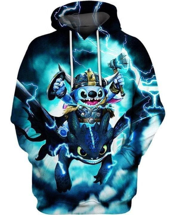 Stitch Toothless Viking Thunder Pullover And Zip Pered Hoodies Custom 3D Graphic Printed 3D Hoodie All Over Print Hoodie For Men For Women