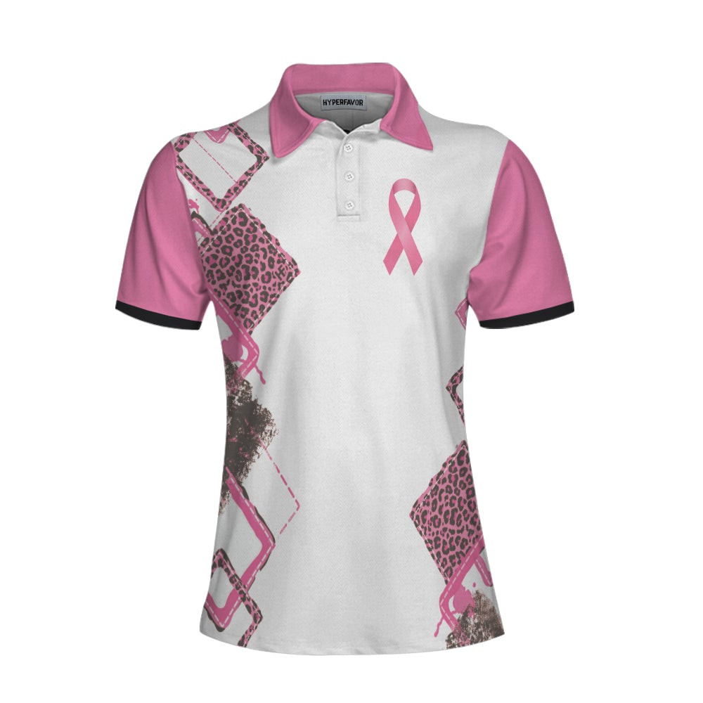 Strength Is A Woman Fighting Cancer With A Smile On Her Face Breast Cancer Awareness Short Sleeve Women Polo Shirt