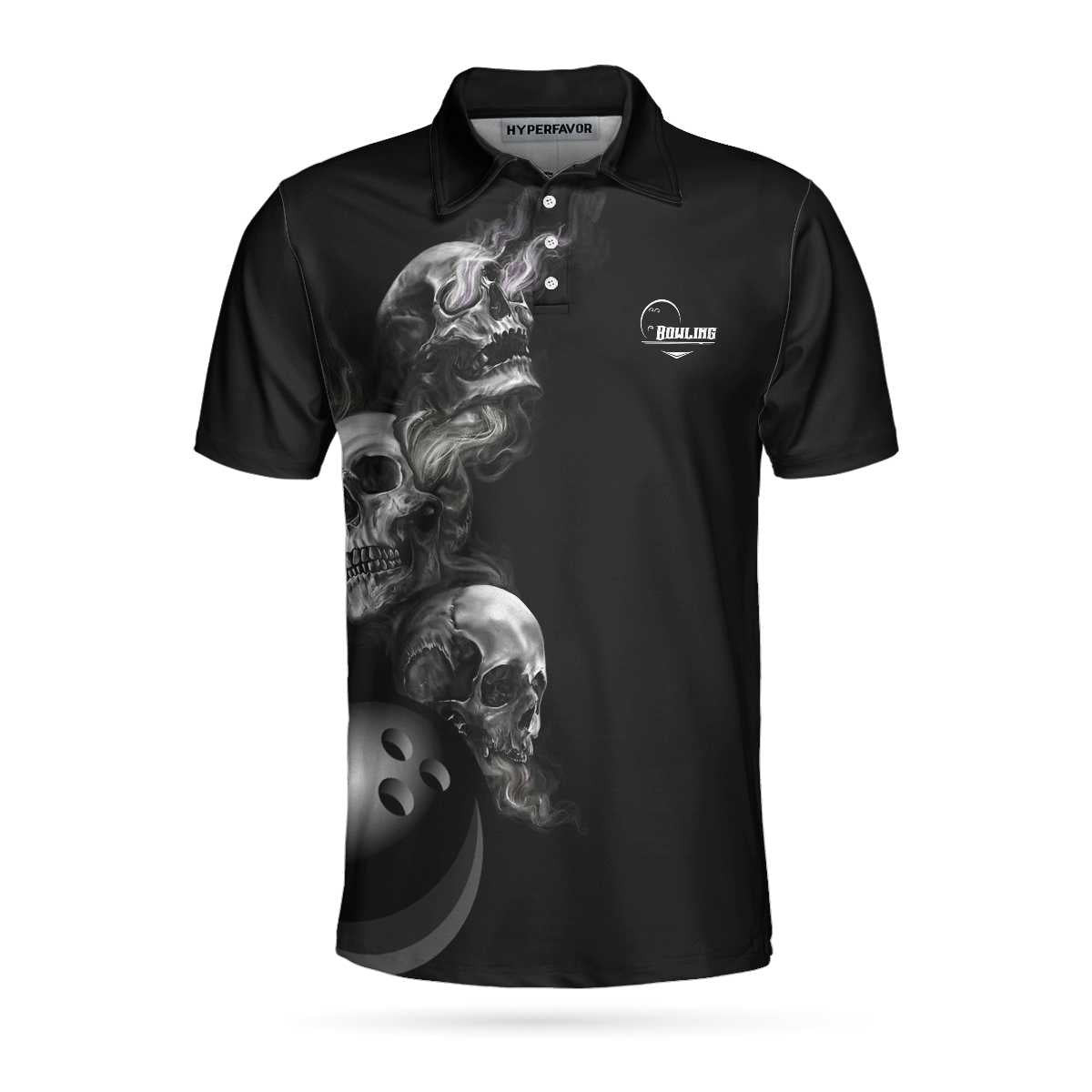 Strike Or Death Bowling Skull Polo Shirt Black Skull Polo Style Bowling Shirt Cool Gift For Bowlers