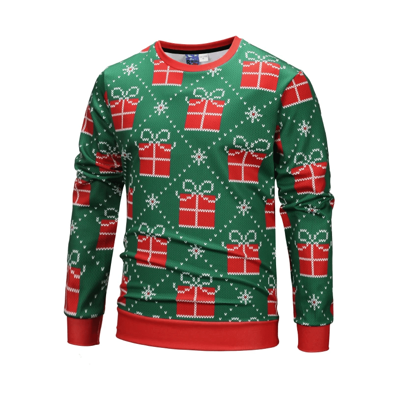 Striped Pattern Icon Green Ugly Christmas Sweater Ugly Sweater For Men Women