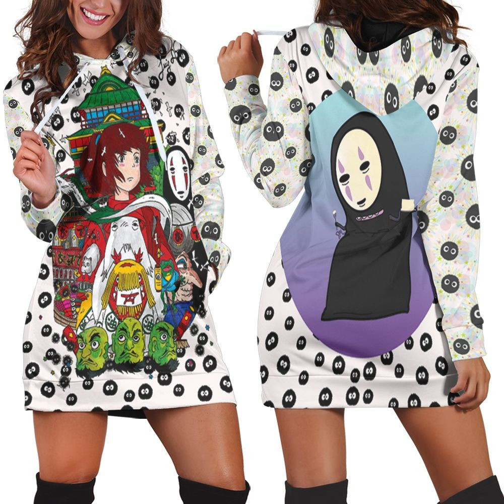 Studio Ghibli Spirited Away Chihiro Haku No Face For Anime Fan Hoodie Dress Sweater Dress Sweatshirt Dress