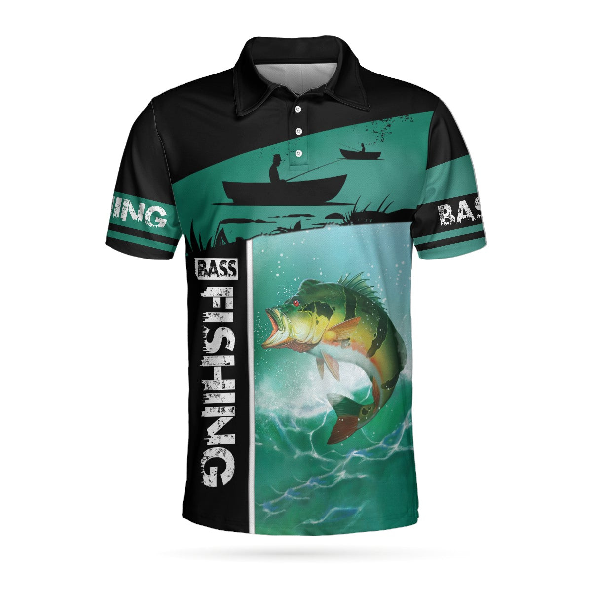 Stunning Bass Fishing Short Sleeve Polo Shirt Fish Reaper Polo Shirt Cool Fishing Shirt For Men