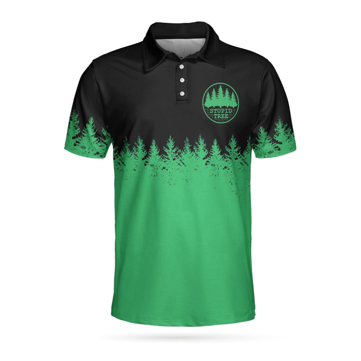 Stupid Tree Funny Definition Polo Shirt Black And Green Pine Forest Polo Shirt For Men