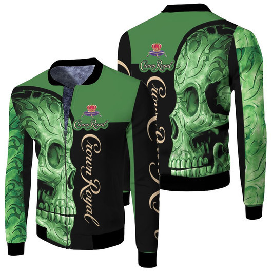 Sugar Skull Crown Royal Fleece Bomber Jacket