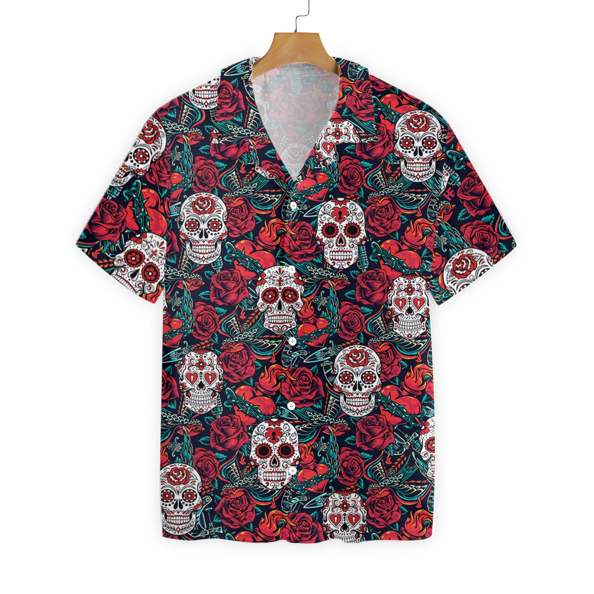 Sugar Skulls And Roses Hawaiian Shirt