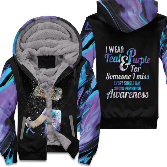 Suicide Prevention I Wear Teal And Purple For Someone I Miss Holographic Color 3D Printed Hoodie Jersey Fleece Hoodie