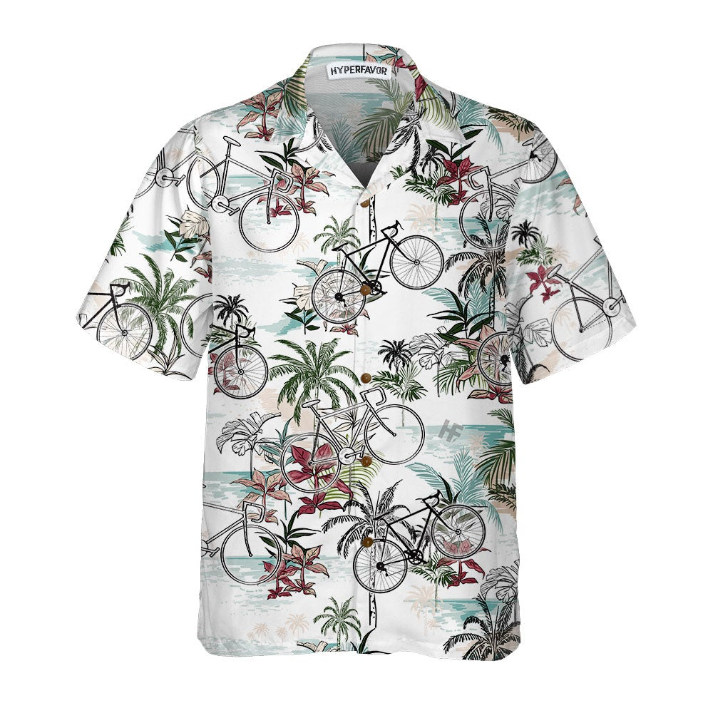 Summer Cycling Pattern Hawaiian Shirt Tropical Bicycle Shirt Best Gift For Bikers