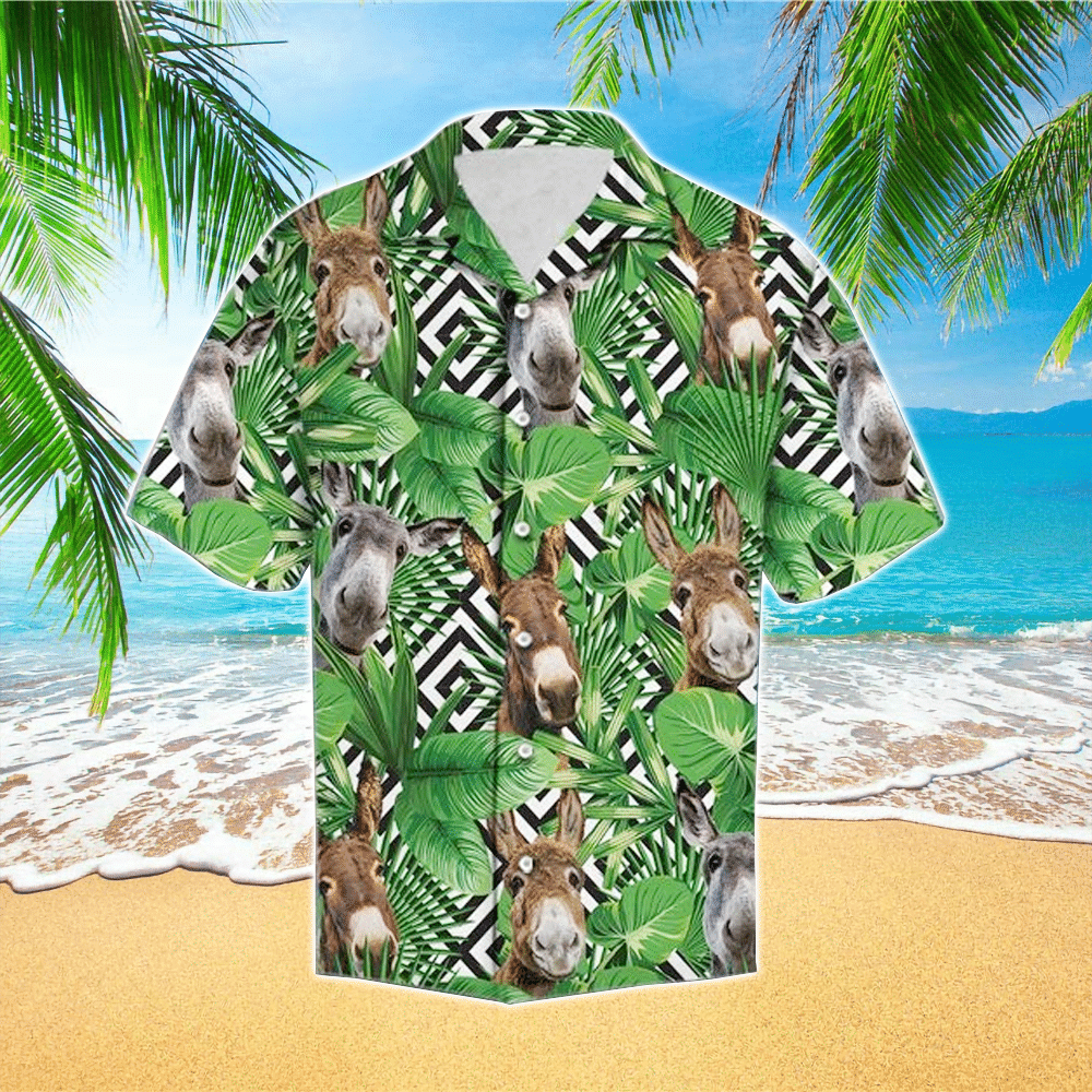 Summer Exotic Jungle Tropical Donkey Colorful Hawaiian Shirt for Men and Women