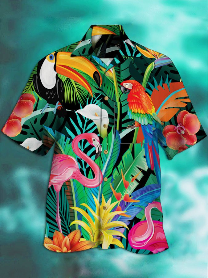 Summer Flamingo Vacation Shirts for Men Hawaiian Shirt for Men Women