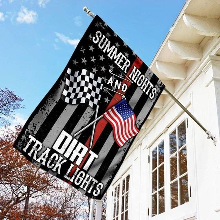 Summer Nights And Dirt Track Lights Flag Garden Flag House Flag