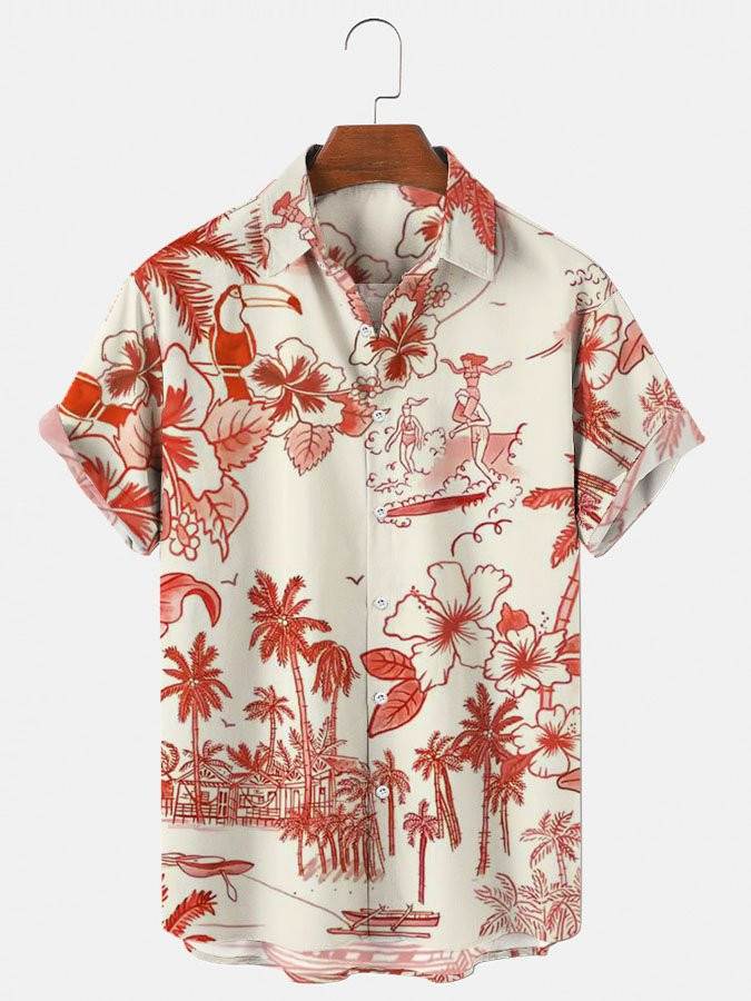 Summer Palm Wave Hawaiian Shirt For Men