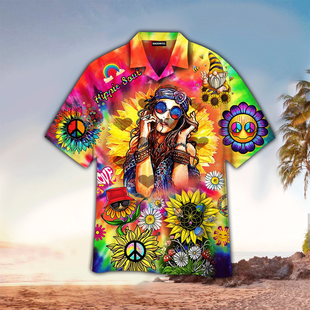 Sunflower Colorful Hippie Hawaiian Shirt for Men and Women