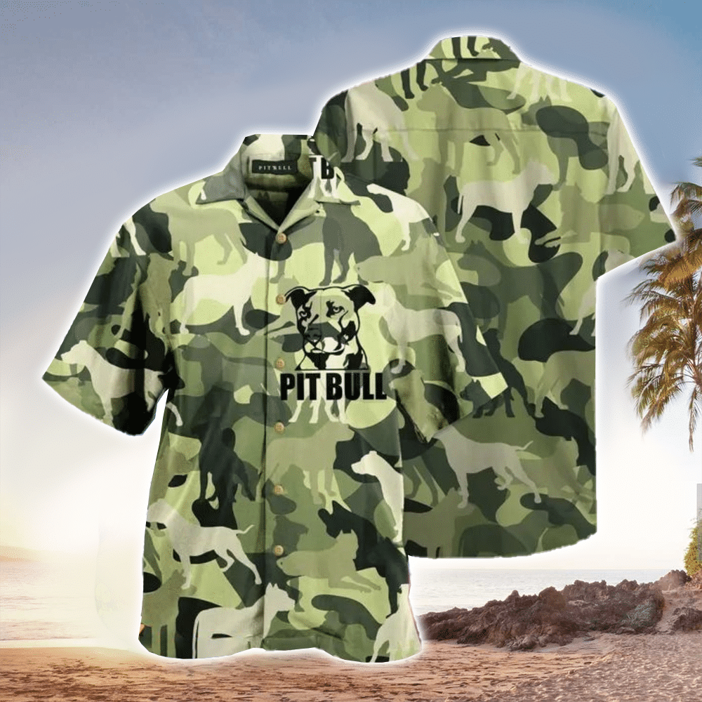 Super Coll Pitbull Camo Pattern Hawaiian Shirt for Men and Women