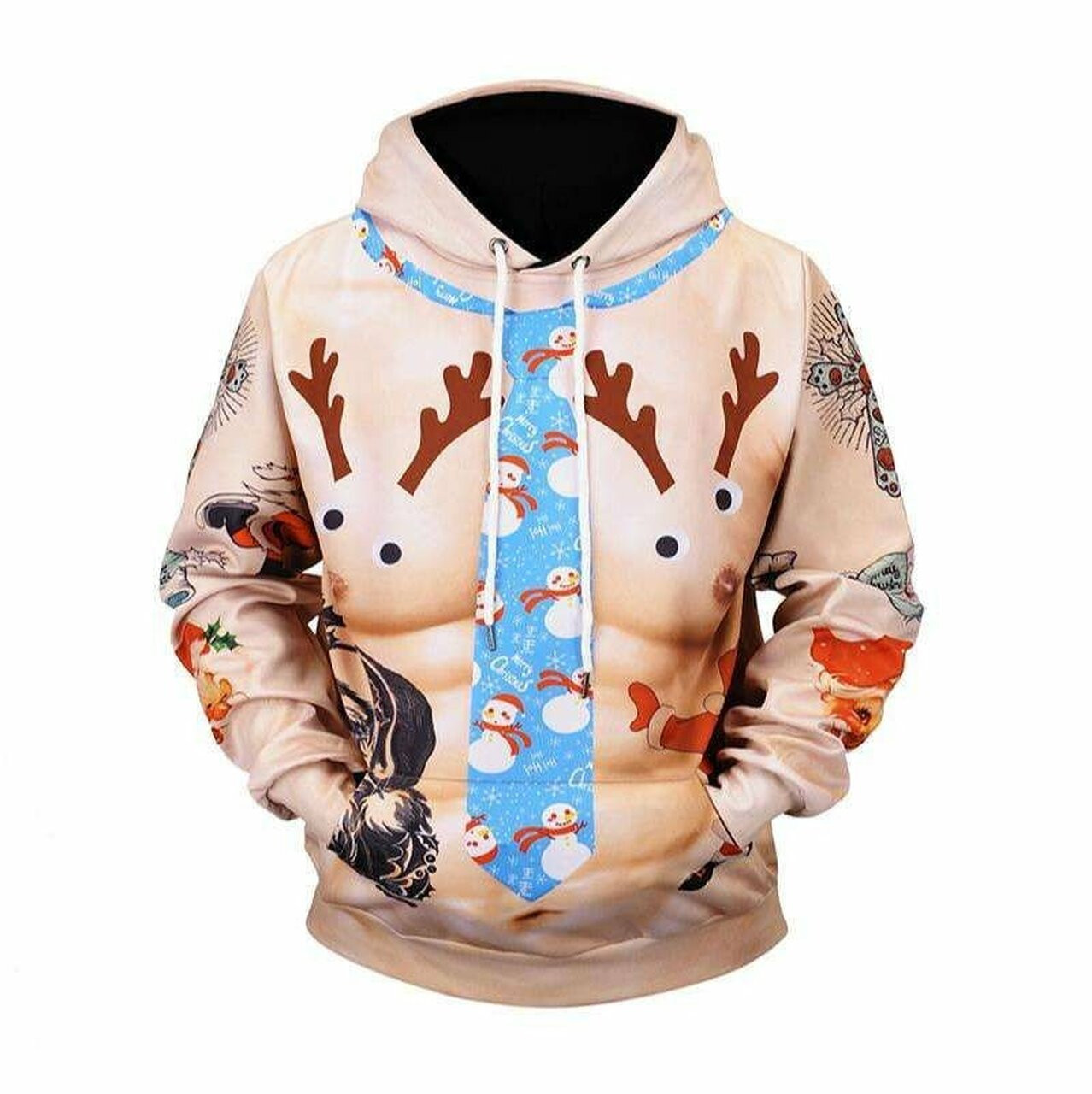 Super Funny Christmas Deer Cute Icon 3d All Over Print Hoodie
