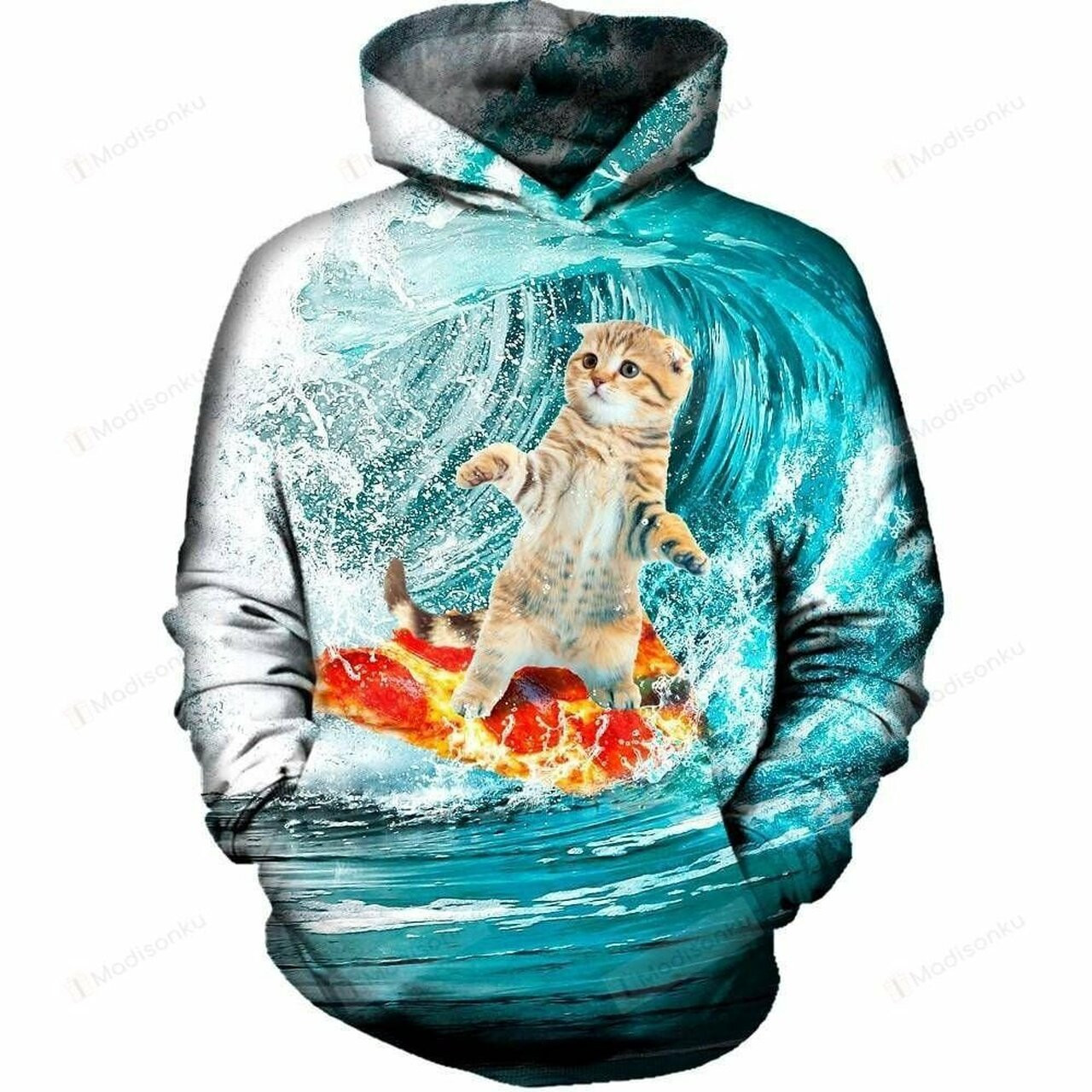 Surfing Kittie 3d All Over Print Hoodie