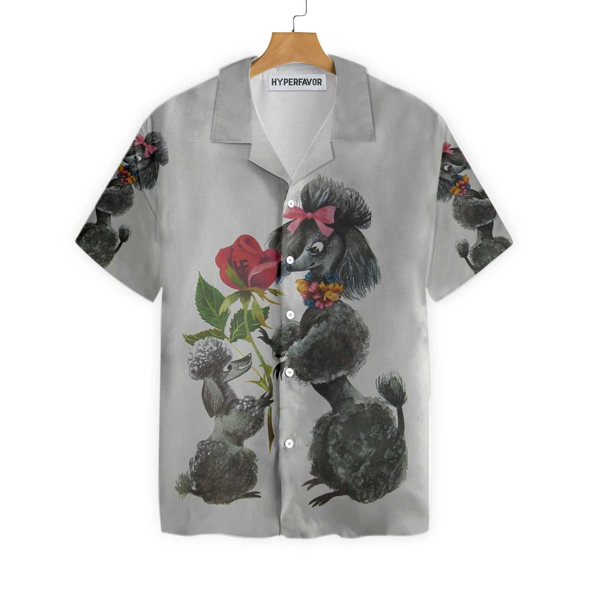 Sweet Poodles With Flower Hawaiian Shirt