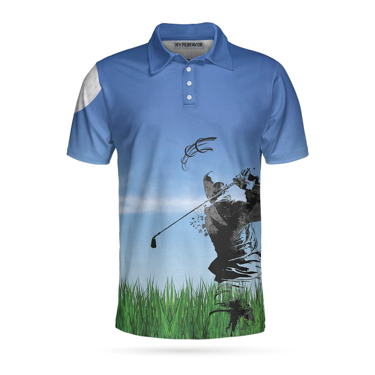 Swing Polo Shirt Blue Golf Ball Pattern Polo Shirt For Golfers Best Golf Polo Shirt For Hot Weather