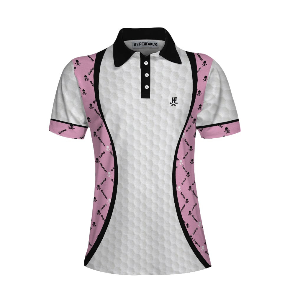 Swing Swear And Repeat Golf Girl Life Golf Short Sleeve Women Polo Shirt Argyle Pattern Golf Shirt For Ladies