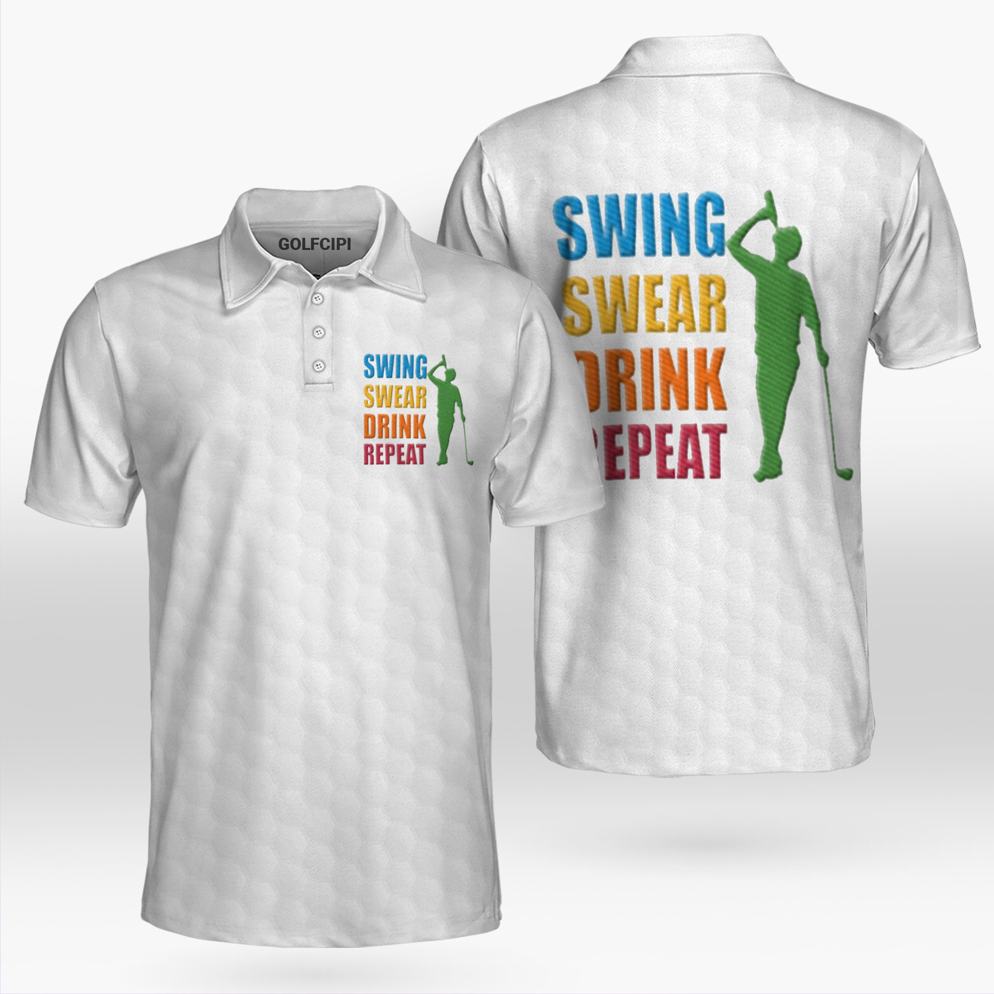 Swing Swear Drink Repeat Golf Drinking Golf Shirt Golf Shirts Short Sleeve Polo For Men