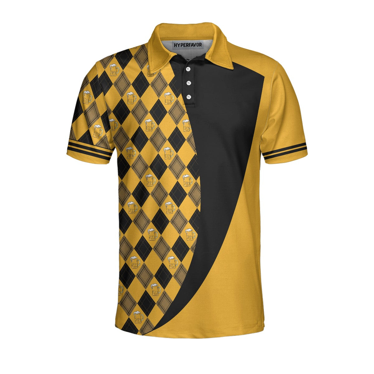 Swing Swear Drink Repeat V2 Polo Shirt Argyle Pattern Golf Shirt For Male Golfers Skull Golf Shirt