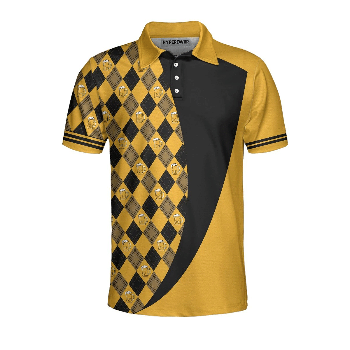 Swing Swear Drink Repeat V2 Polo Shirt Argyle Pattern Golf Shirt For Male Golfers Skull Golf Shirt