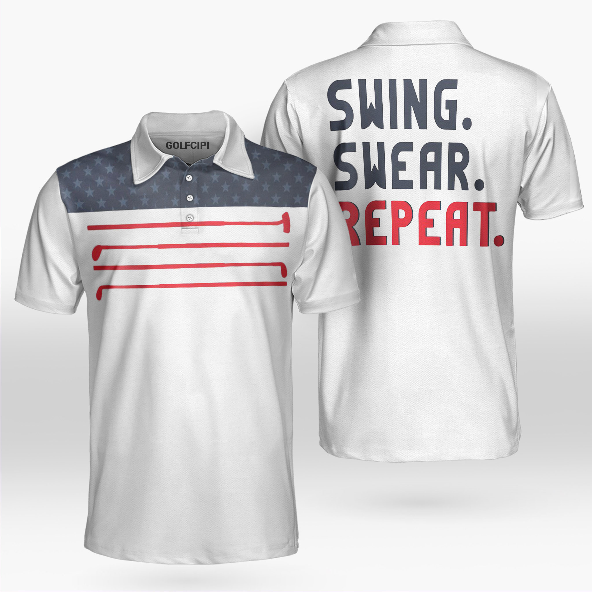 Swing Swear Repeat American Polo Shirt Best Golf Shirts For Men