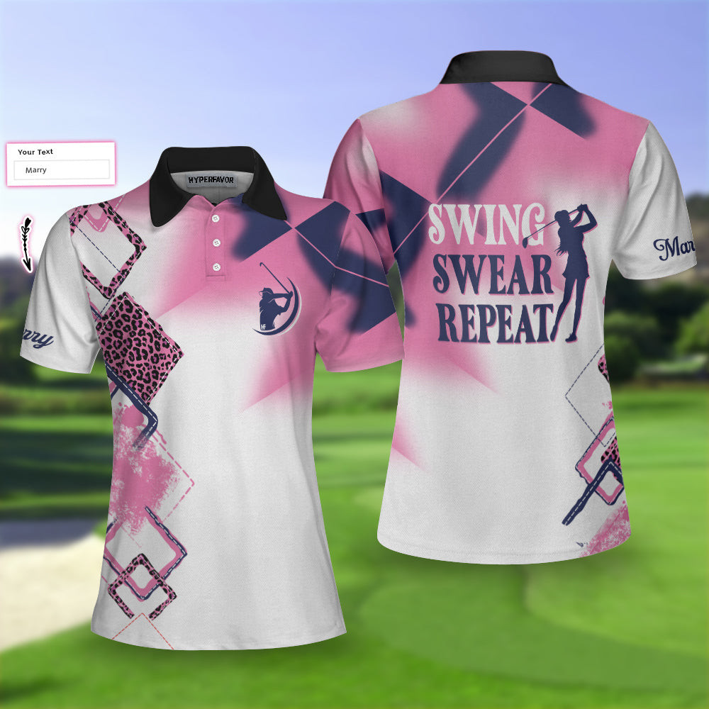 Swing Swear Repeat Custom Short Sleeve Women Polo Shirt