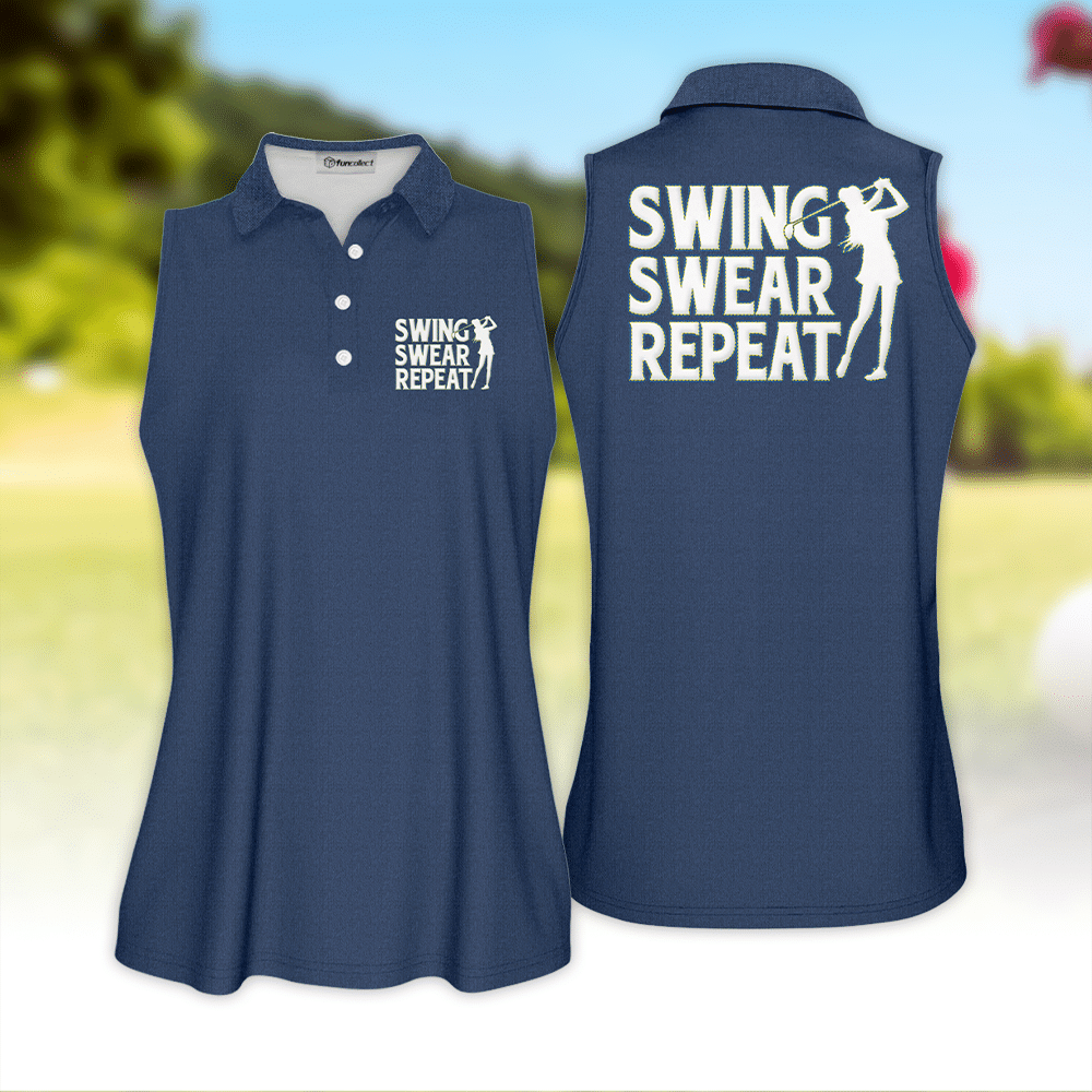 Swing Swear Repeat Golf Jeans Imitation Fabric Polo Shirt For Woman