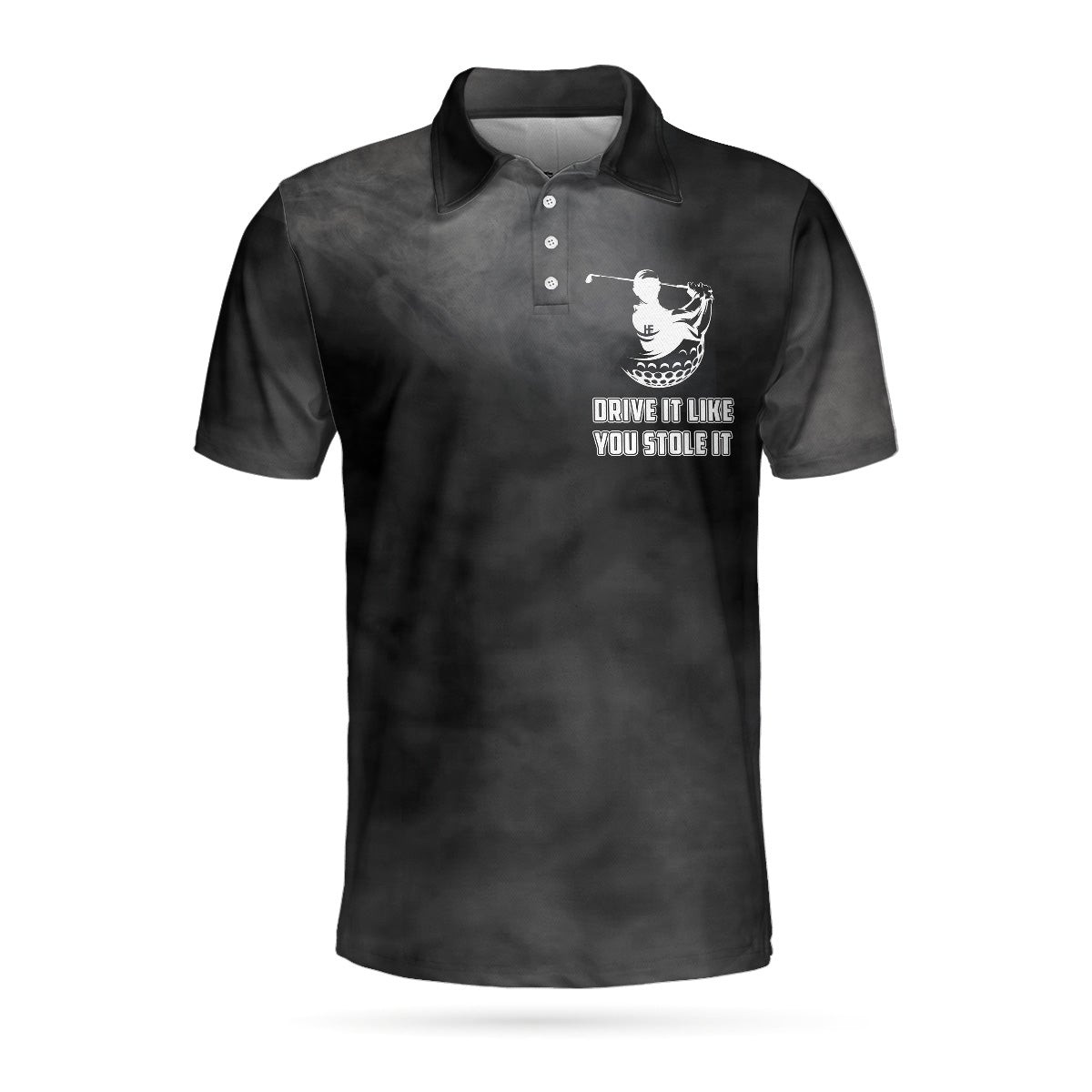 Swing Thoughts Short Sleeve Golf Polo Shirt Black And Smoke Golfing Shirt Funny Golf Shirt For Men